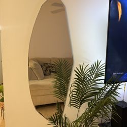 Irregular Wall Mirror, 51" x 19.7" Large Asymmetrical Bathroom Mirror Frameless Wall Mounted Mirror Modern Decorative Mirror for Bedroom Living Room E