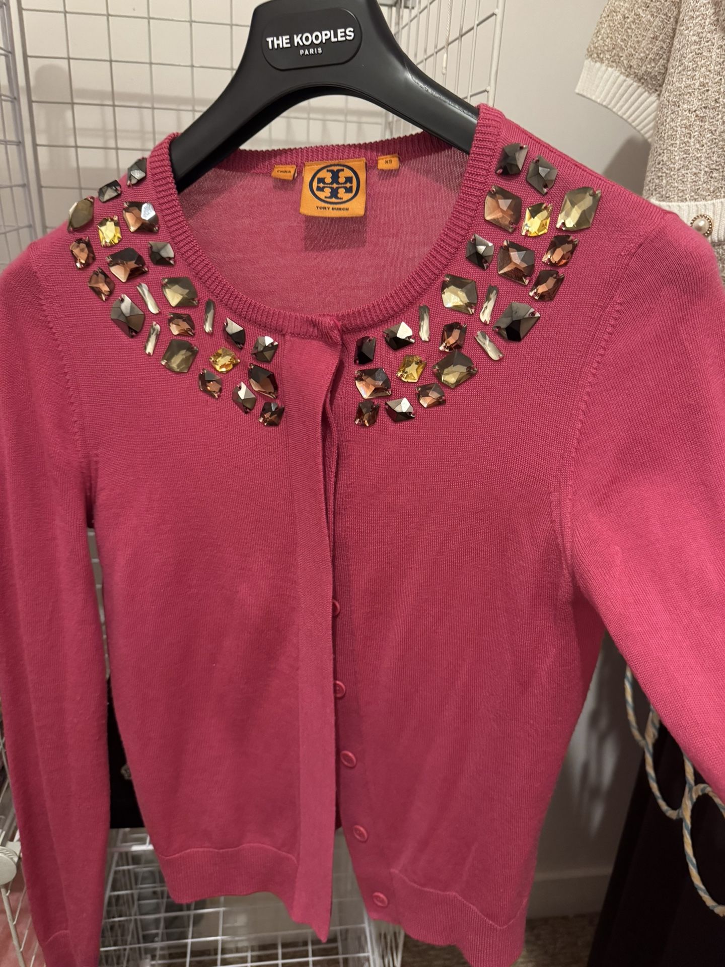 Tory Burch Crystal Embellished Cardigan – XS – Stunning Statement Piece