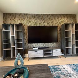 Wade Logan Grebasch 3-Piece Entertainment Center + Coffee Table  - $250