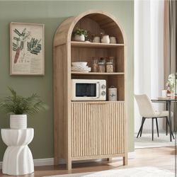 Arched Cabinet Bookshelf Bookcase - 71” Tall (Natural)