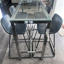 Bar stool glass table w/4 high chairs