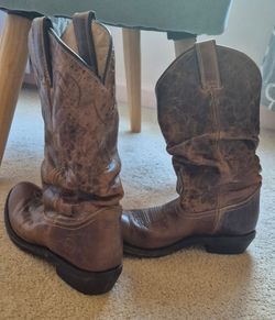 Justin Handcrafted Genuine Leather Cowboy Boots - Distressed Brown