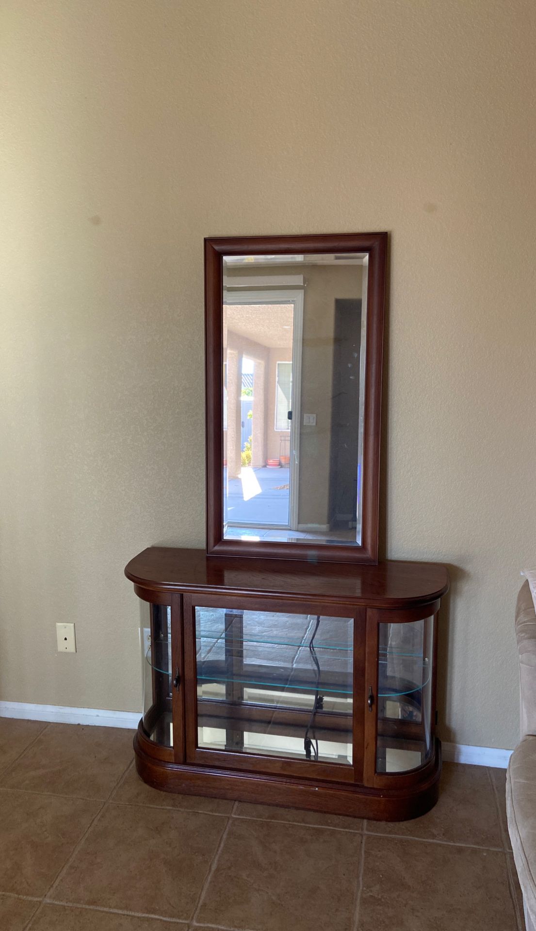 curio cabinet with mirror