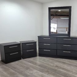 Dresser Whit Mirror And 2 Nightstands - Cómoda Con Espejo Y 2 Mesitas De Noche 