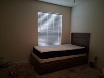 Twin Bed- Built In Frame, Matress And Headboard