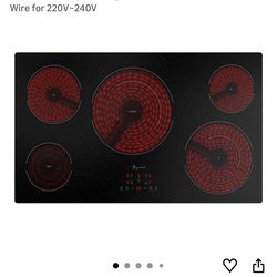 Electric Cooktop 36 Inch 5 Burners, Matte Glass Electric Stove Top, Built-in Ceramic Cooktop with Touch Control, Fast Heat, Multiple Safety Protection