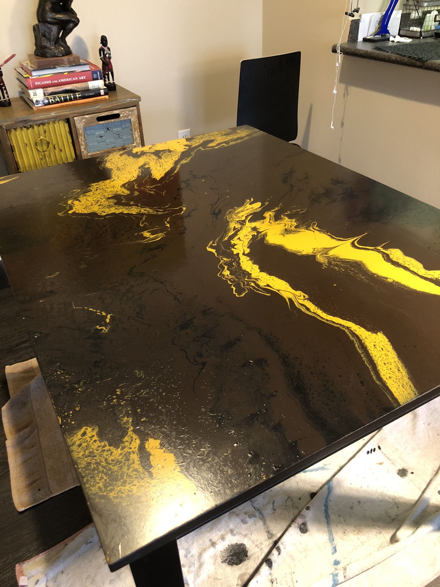 Custom painted solid wood kitchen table