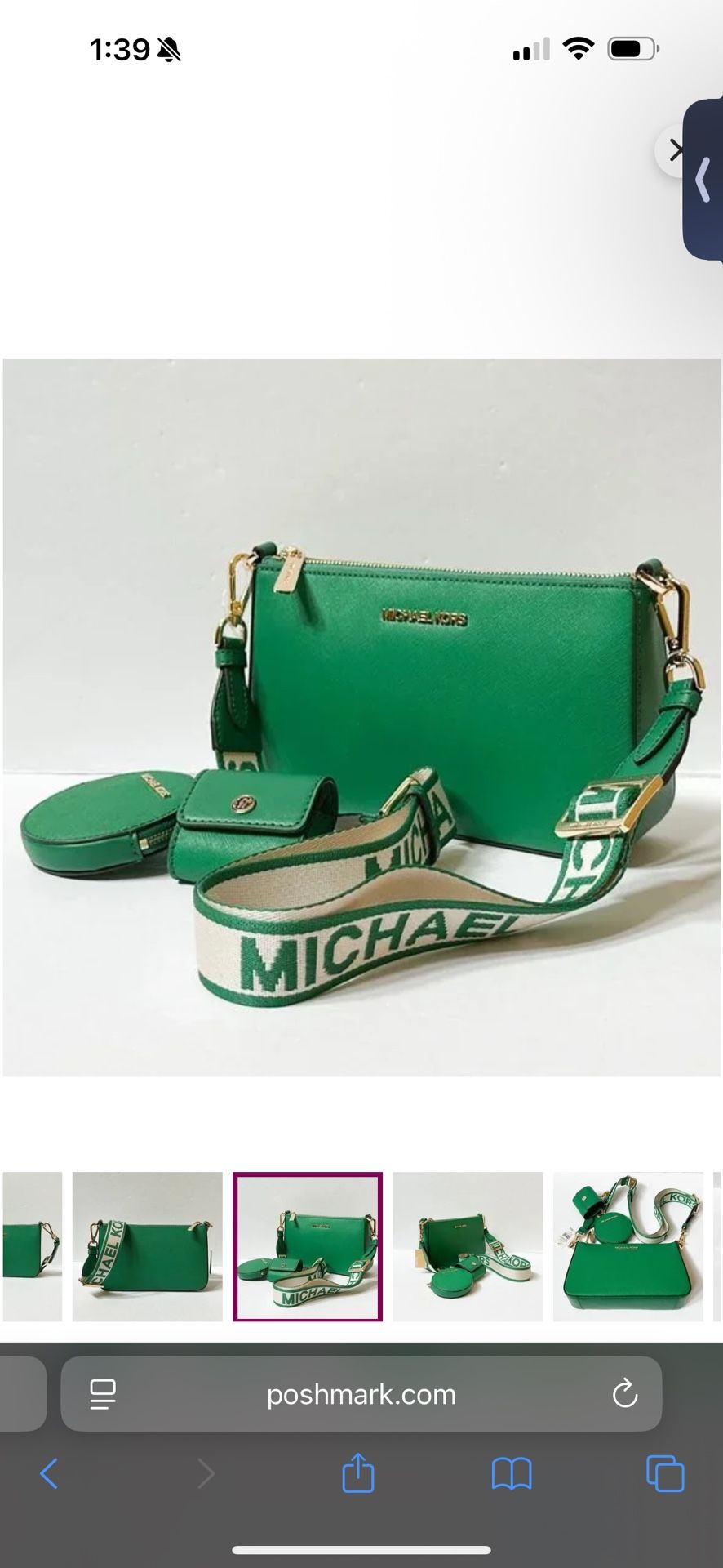 MICHAEL KORS JET SET TRAVEL SMALL CROSSBODY BAG WITH TECH PALMETTO GREEN
