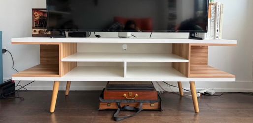 Wood/White Media Console and TV Stand