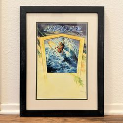 Marui Pro Signed Surf Print Attributed to Bill Ogden Framed 16.5 x 21.25