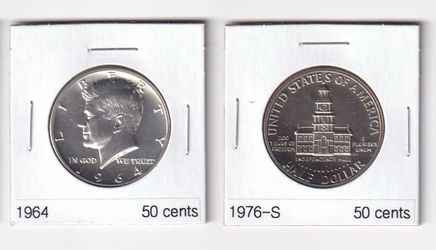 Silver Half Dollar Proof Coins: 1964 & 1976 Bicentennial