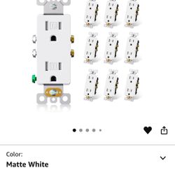 ELEGRP Matte White Decorator Wall Receptacle Outlets, Tamper Resistant 