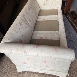 Vintage Ethan Allen Living Room Set – Sofa + Pair of Wingback Chairs – Solid Wood – Reupholstery Ready