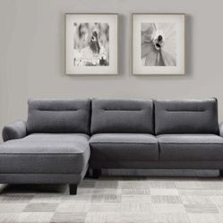 Upholstered Curved Arm Chaise Sectional Sofa