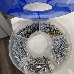 Various anchors, nails, screws, washers lot-300 count rougly