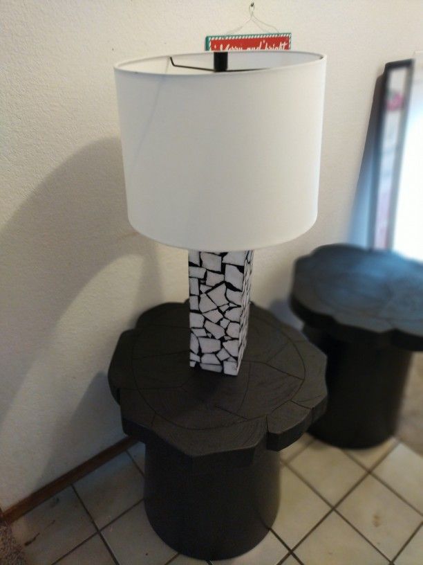 Brand New One Day Old Marble Lamp And Two End Tables 23 In In Heights And 23 In In Diameter
