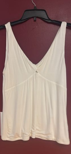 Gentle Fawn White V-Neck Twisted Tank Top L