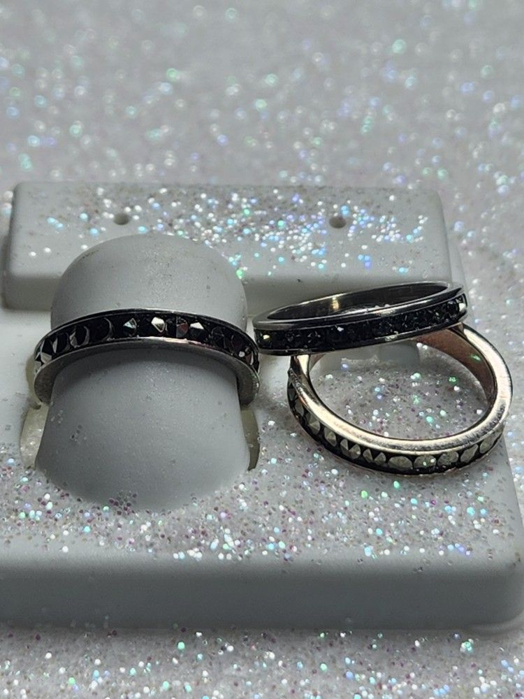 3 staking Marcasite Rings set size 5