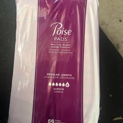Poise Incontinence & Postpartum Pads for Bladder Leaks, 6 Drop Ultimate Absorbency, Regular Length, 112 Count,