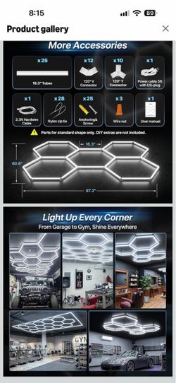 Hexagonal LED Garage Ceiling Light Kit