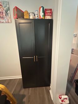 Heavy-Duty Black Pantry Storage Cabinet | Adjustable Shelves | Like New