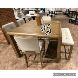 6 Piece Counter Height Dining Table Set