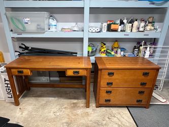 Solid Oak Desk & 3-Drawer Chest Set — Bassett Furniture