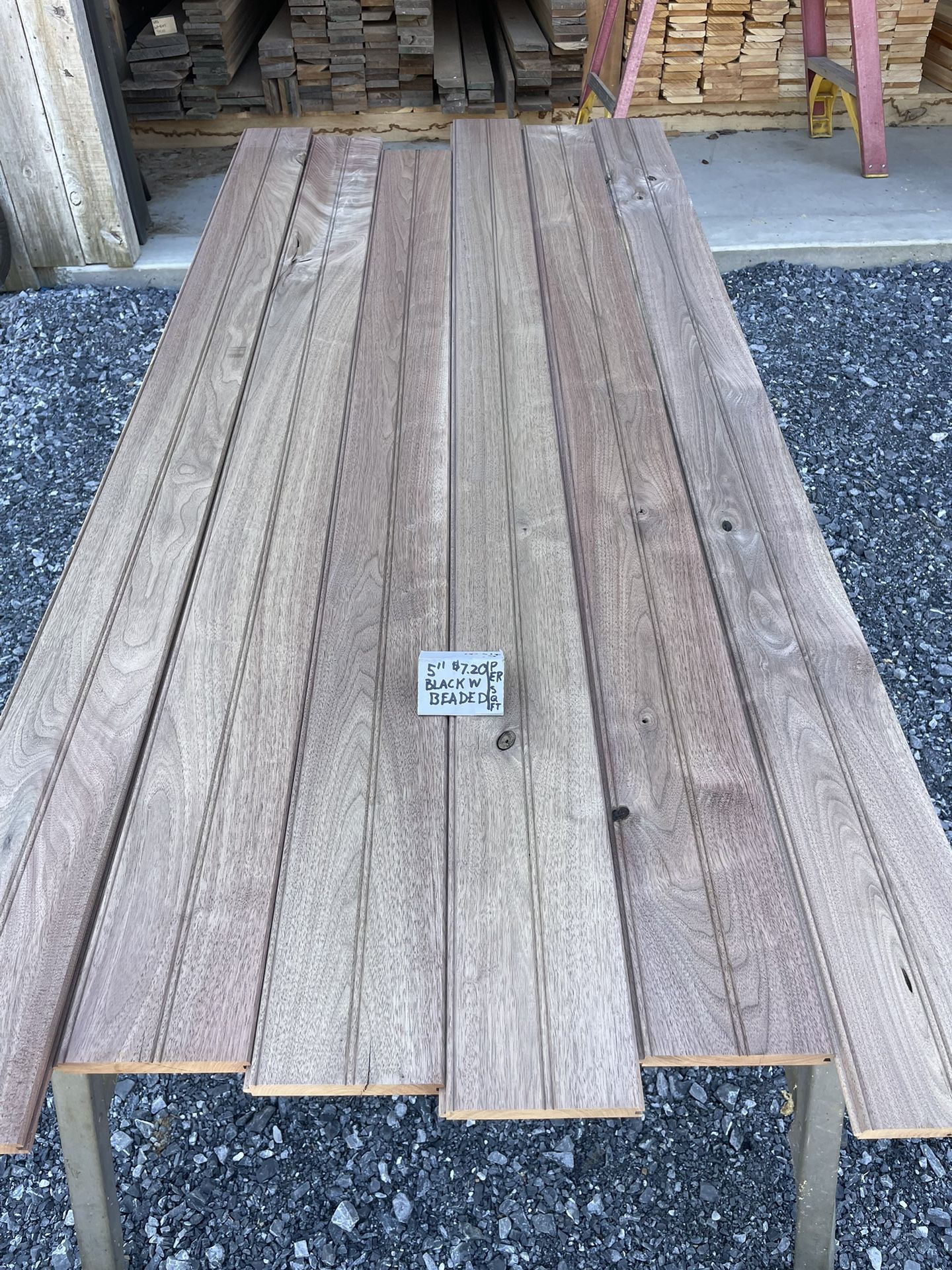 3/4x5x5-7’ Beaded T&G Black Walnut Lumber