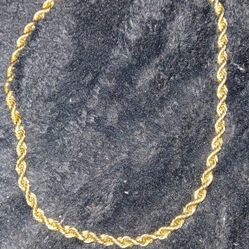 New 14k Solid Gold Rope Necklace 
