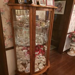 Victorian Bow Front Glass Curio Cabinet
