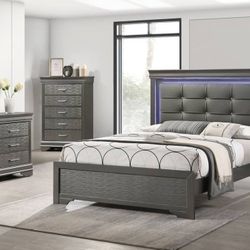 Queen Bed Frame.  Dresser. Mirror.  One Nightstand.  