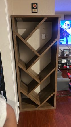 Geometric Wood Bookshelf Display Shelf