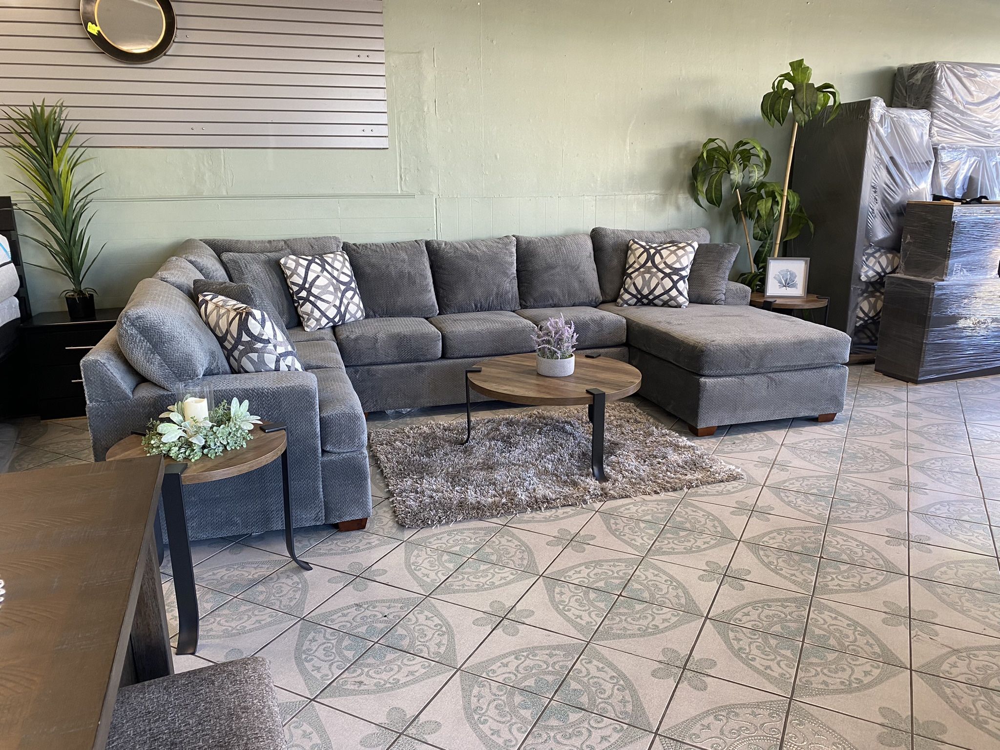 Grey 3 Piece Comfortable Sectional