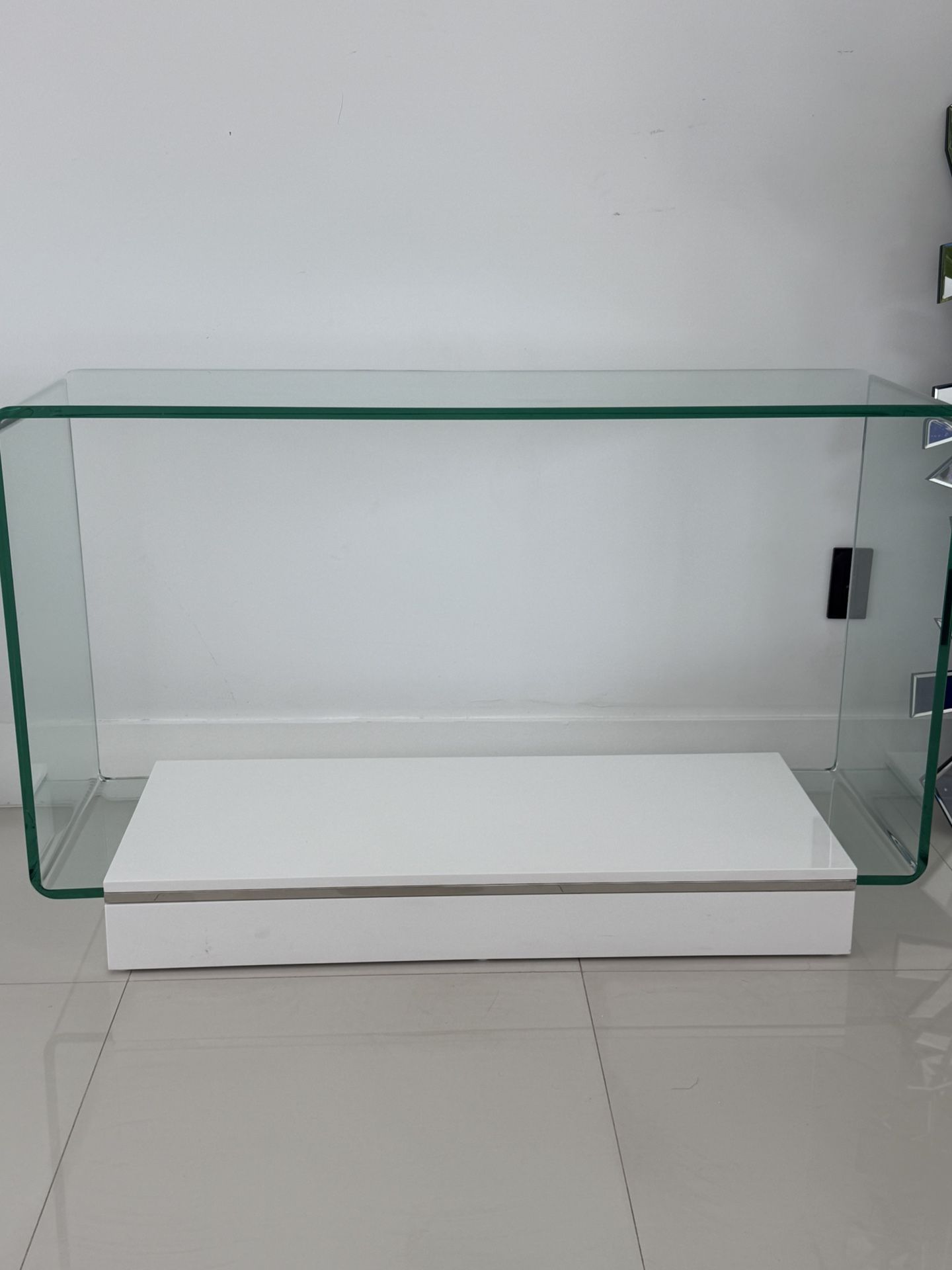 Modern Glass And White Sofa Table/Console