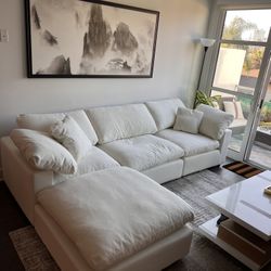 Cloud Couch ☁️ Free Delivery ✅ White Modular Sectional Sofa 4pc Set With Ottoman 