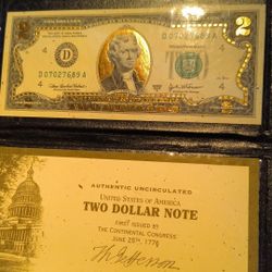 22kt Gold Uncirculated $2 Bill