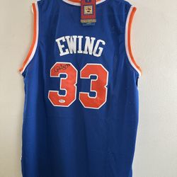 PATRICK EWING SIGNED NEW YORK KNICKS ADIDAS AUTOGRAPHED JERSEY W/COA - XL - 696