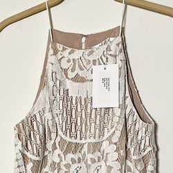 Jarlo Ariel High Neck White Ivory Lace Dress NEW