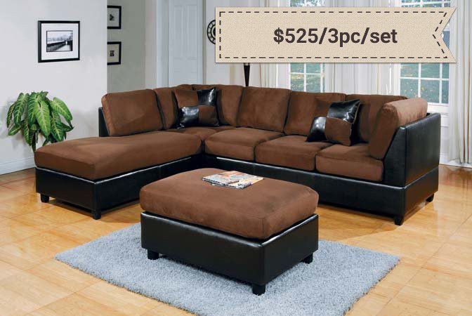 Chocolate/ Espresso Sectional with ottoman ( new )