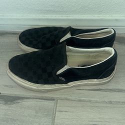 Vans "Off the Wall" Checkerboard Slip-On Shoes Men’s Size 5 Women’s Size 6.5 Black on Black 