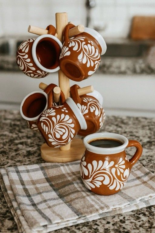 🇲🇽💥talavera Coffee Set Of 6 Mugs With Stand Included 💥🇲🇽Etsy Casamxartesanalstore