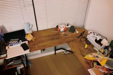 L-Shaped Corner Computer Desk — Wood Color