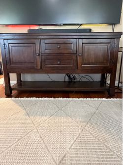 Entertainment console. 61” wide, 20” deep, 33” high