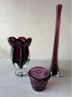 Set of Purple Glass Vases