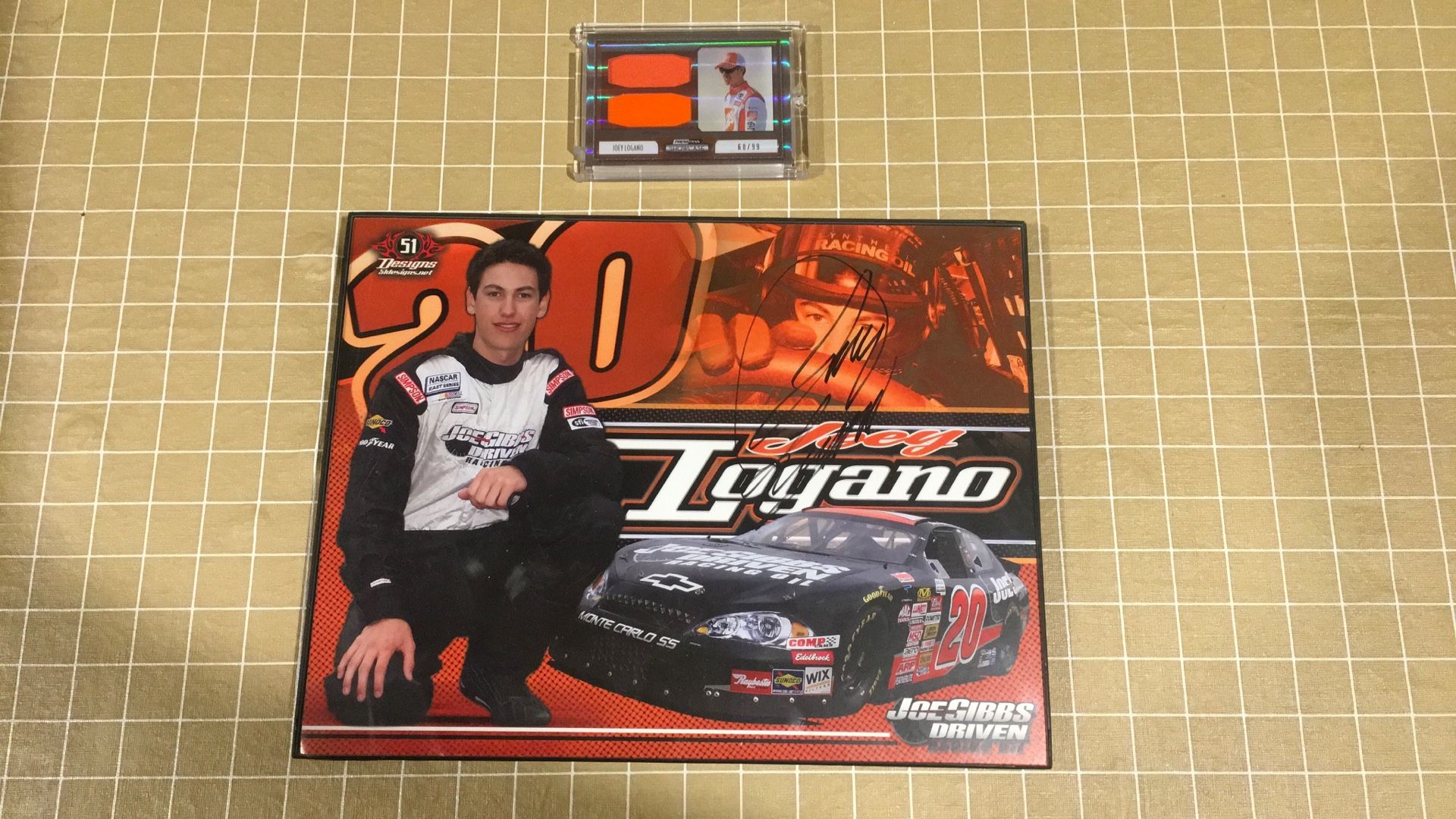 2011 Press Pass Joey Logano Memorabilia Card #68/99 And Autographed 8 X 10