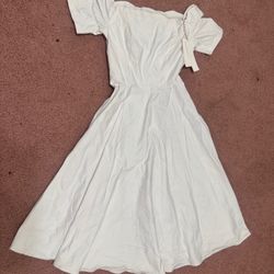 New Medium white short stretchy flair retro vintage rockabilly pin up dress
