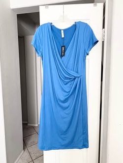 Women's/Junior's Size XL Blue Faux Wrap Midi Dress | NEW, TAG STILL ATTACHED