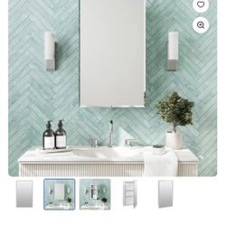 FRAMELESS SIN MARCO 俗 Medicine Cabinet Botiquín sin marco, de 40.6 cm 16 in W x 3.75 in D x 20 in H 40.6 cm AN x 9.53 cm PR x 50.8 cm AL