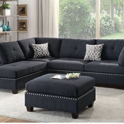 BRAND NEW 3PCS REVERSIBLE SECTIONAL SOFA SET WITH OTTOMAN INCLUDED +ACCENT PILLOWS $759