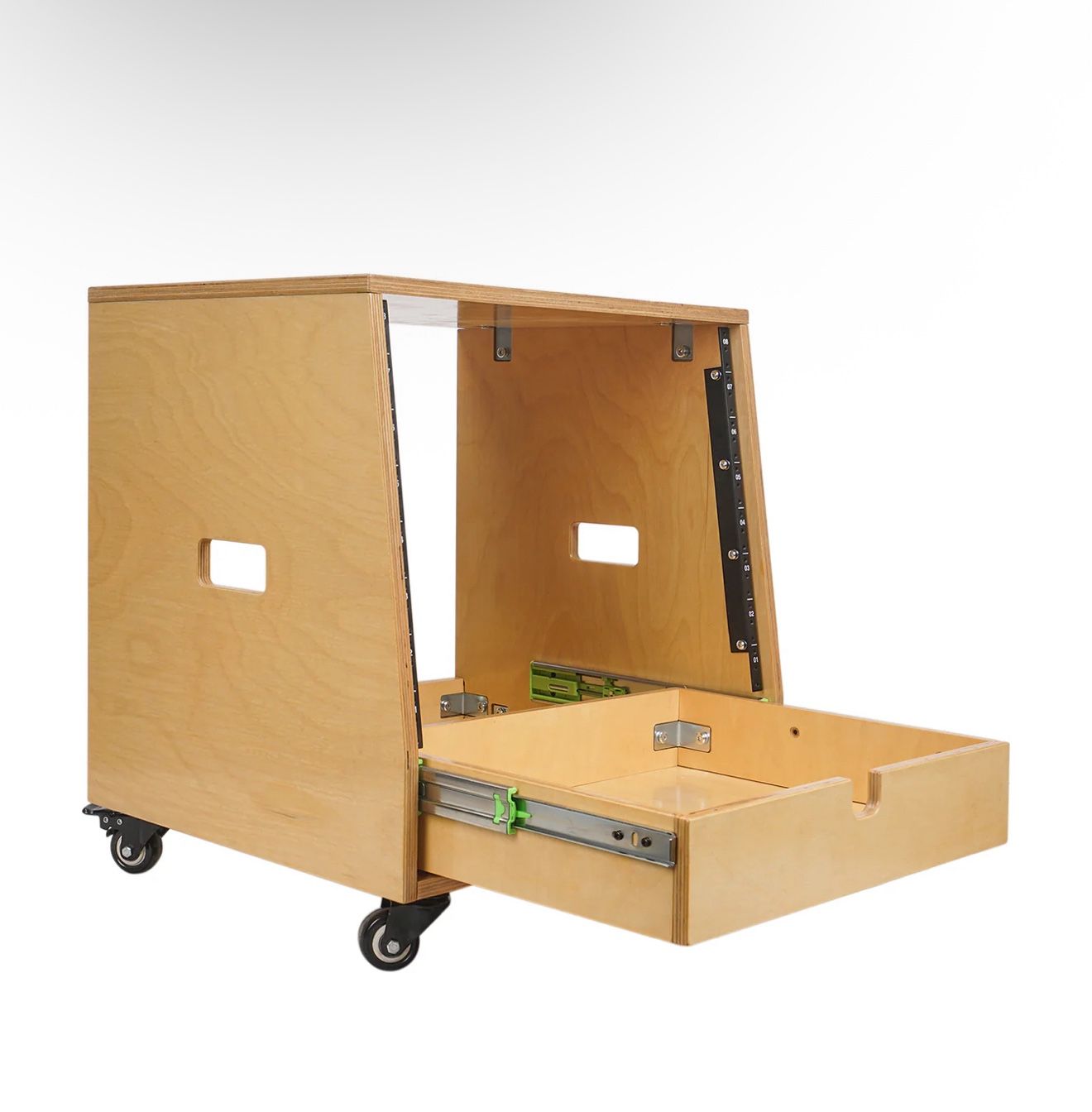 8U DIY SLANTED STUDIO RACK WITH 8U RACK SPACE, EXTRA 2U DRAWER